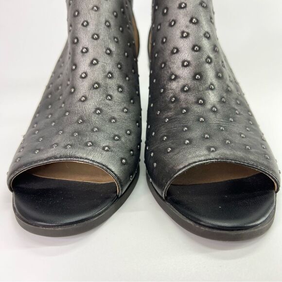 Lucky Brand Barimo Open Toe Studded Leather Booties 7.5 Metallic Grey - Picture 6 of 16
